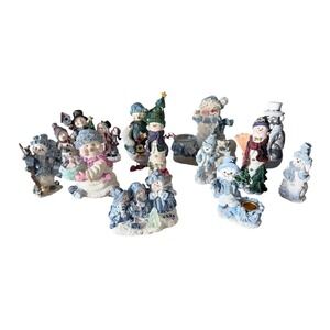 Vintage Snowman Figurine Lot Cornerstone Creations Winter Christmas Decor 12pc